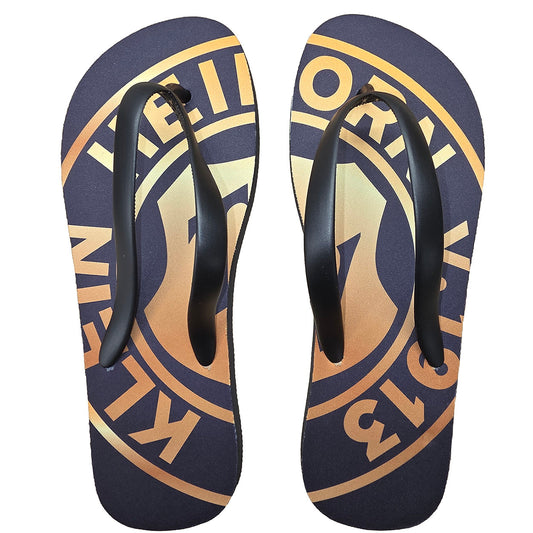 Flip-Flops/Sandalen mit Wappen in schwarz-goldlook